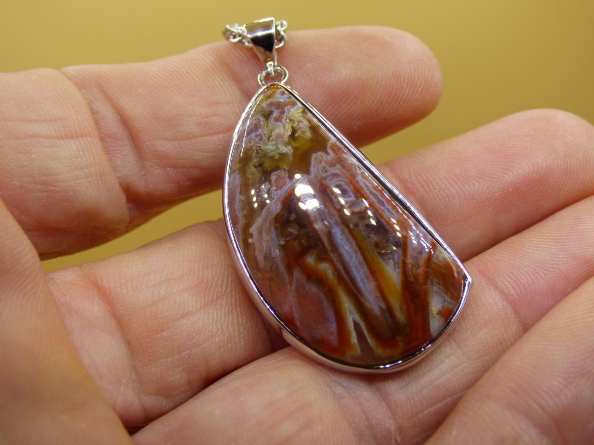 Stick Achat - 925 Sterling Silber Edelstein Kette braun Unikat Rar Heilstein Natur selten Edel Traum Mann Frau Er Sie Geschenk Freund - Art of Nature Berlin