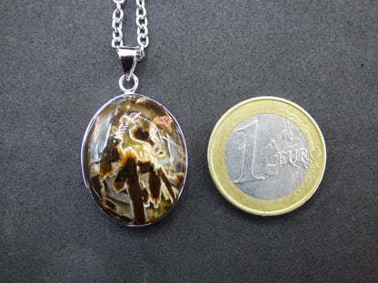 Stick Achat - 925 Sterling Silber Edelstein Kette braun Unikat Rar Heilstein Natur selten Edel Traum Mann Frau Er Sie Geschenk Freund - Art of Nature Berlin