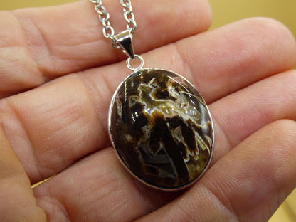 Stick Achat - 925 Sterling Silber Edelstein Kette braun Unikat Rar Heilstein Natur selten Edel Traum Mann Frau Er Sie Geschenk Freund - Art of Nature Berlin