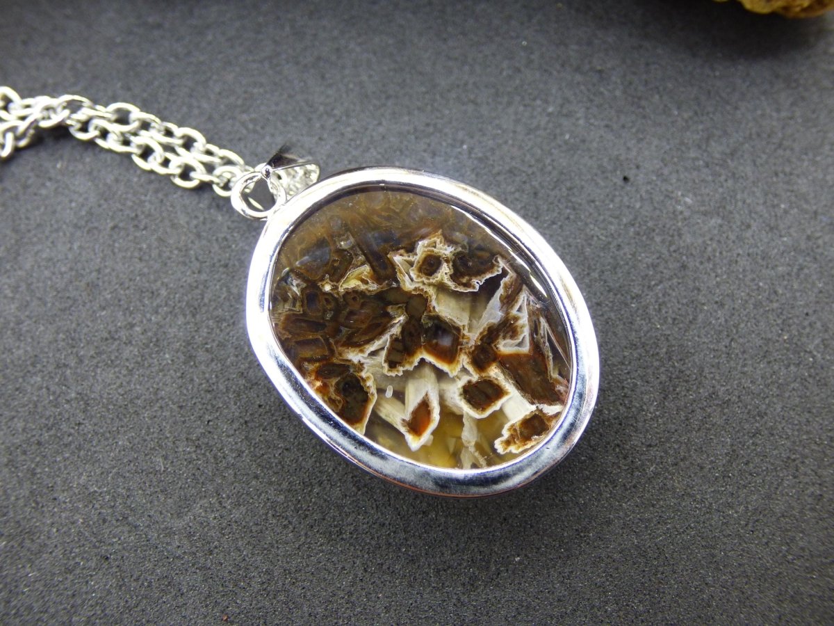 Stick Achat - 925 Sterling Silber Edelstein Kette braun Unikat Rar Heilstein Natur selten Edel Traum Mann Frau Er Sie Geschenk Freund - Art of Nature Berlin