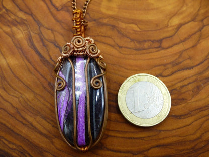 Sugilite Sugilith *~ Wire ~* ~ lila Edelstein Kette mit Kupferdraht ~HIPPIE ~GOA ~Boho ~Ethno ~Nature ~Heilstein ~Energy ~Chakra ~Spirale - Art of Nature Berlin