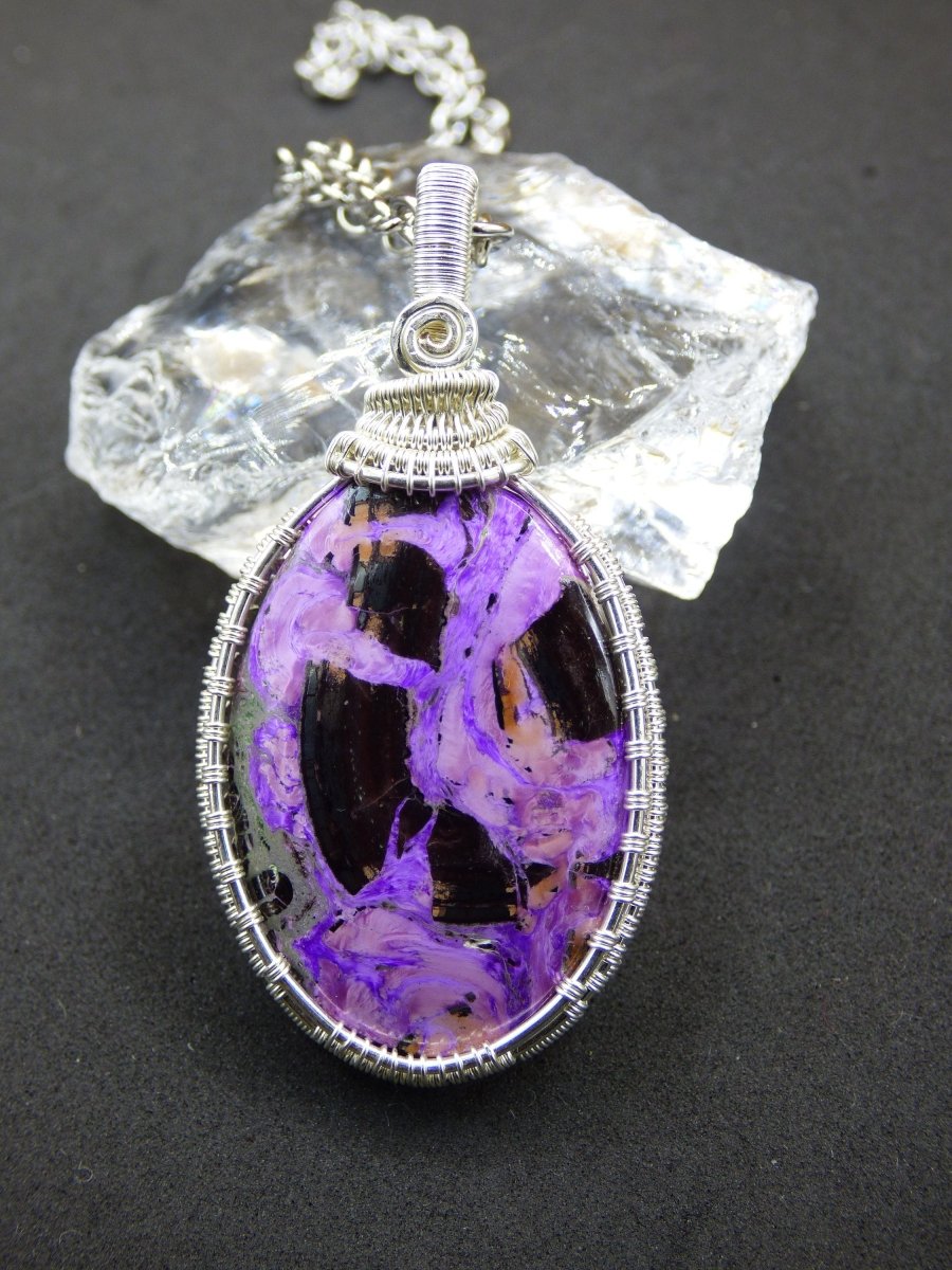 Sugilite Sugilith *~ Wire ~* ~ lila Edelstein Kette Silber Kupferdraht HIPPIE GOA Boho Ethno Nature Heilstein Energie Chakra Spirale Lila - Art of Nature Berlin