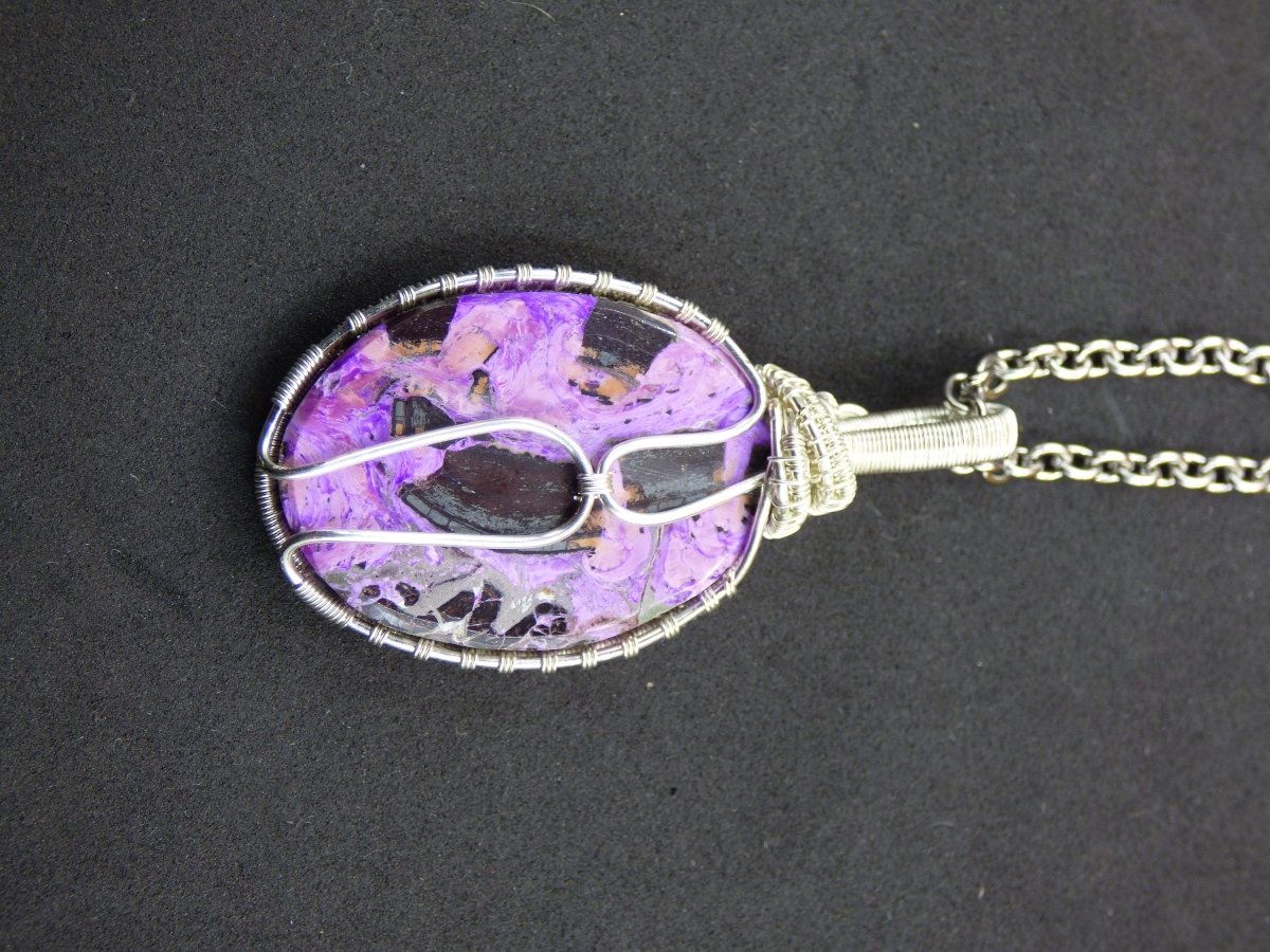 Sugilite Sugilith *~ Wire ~* ~ lila Edelstein Kette Silber Kupferdraht HIPPIE GOA Boho Ethno Nature Heilstein Energie Chakra Spirale Lila - Art of Nature Berlin