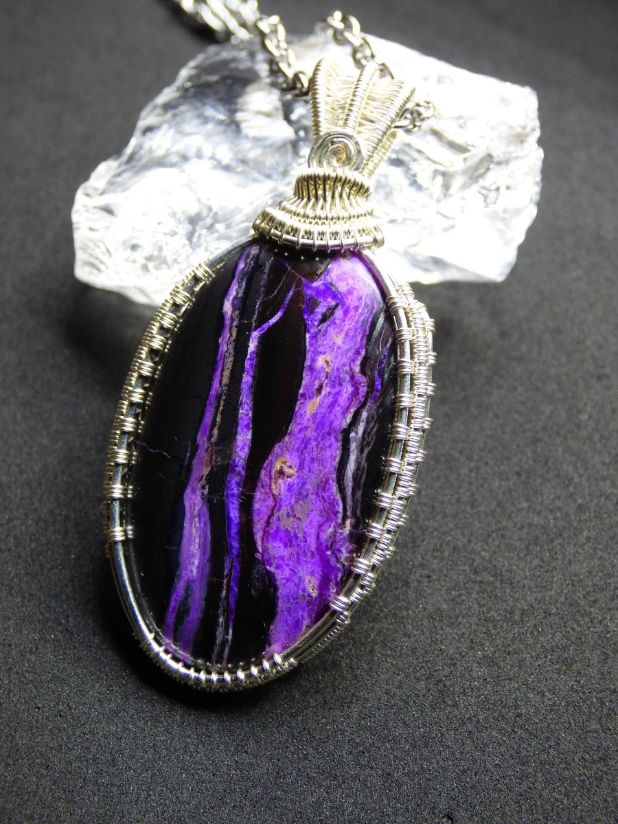 Sugilite Sugilith *~ Wire ~* ~ lila Edelstein Kette Silber Kupferdraht HIPPIE GOA Boho Ethno Nature Heilstein Energie Chakra Spirale Lila - Art of Nature Berlin