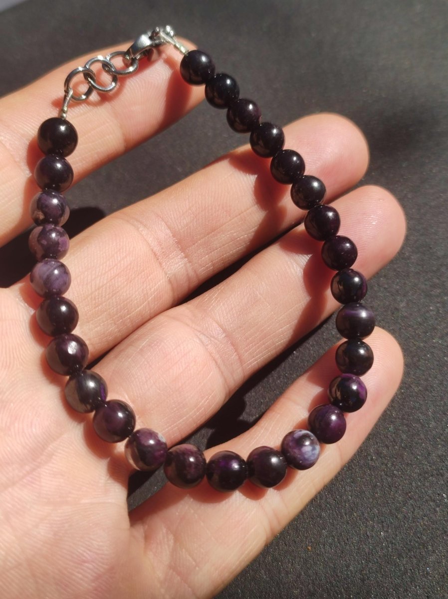 Sugilith Bustamit Richterit Sugilite Edelstein Armband Perlen Heilstein Energie Natur Echt Rarität Selten Schmuck Frau Mann Er Sie Mutter - Art of Nature Berlin