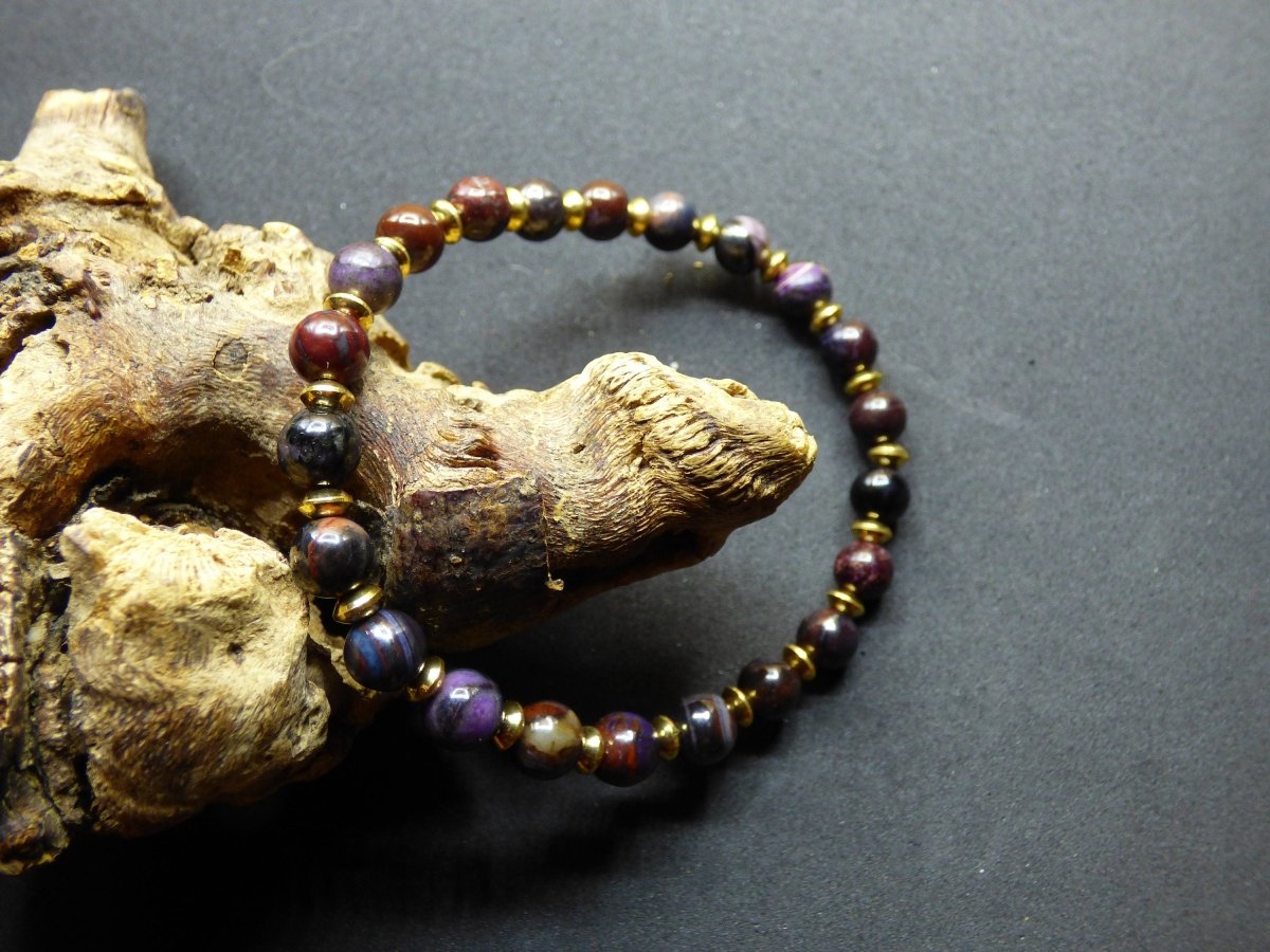 Sugilith Bustamit Richterit Sugilite ~ naürliches Edelstein Armband mit Perlen ~GOA ~ Hippie ~Boho ~Ethno ~Indie ~Nature ~Heilstein - Art of Nature Berlin