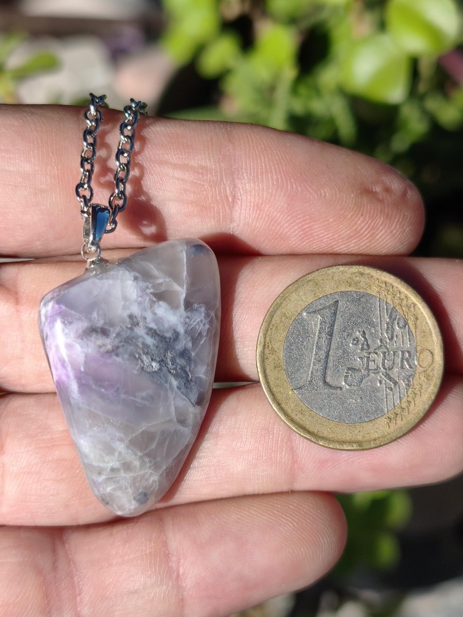 Sugilith Quarz Kette inkl. 925 Silberöse lila Edelstein Unikat Ethno Natur Heilstein Rarität Selten Flash Wow Sammler Investition Edel - Art of Nature Berlin
