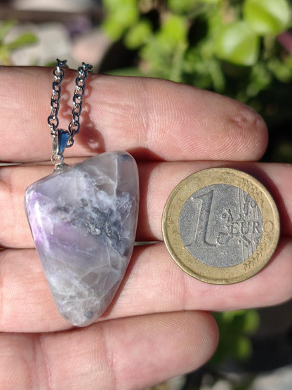 Sugilith Quarz Kette inkl. 925 Silberöse lila Edelstein Unikat Ethno Natur Heilstein Rarität Selten Flash Wow Sammler Investition Edel - Art of Nature Berlin