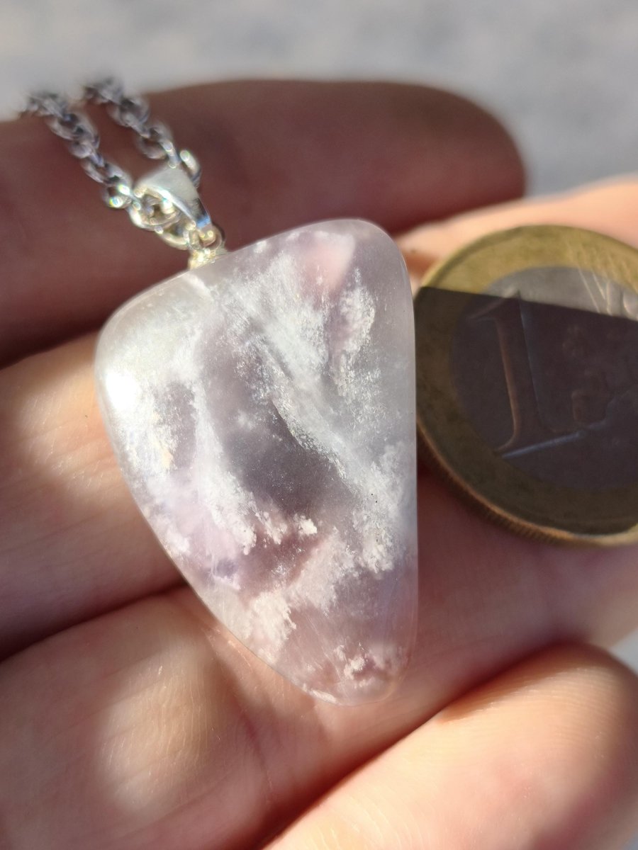 Sugilith-Quarz Kette inkl. 925 Silberöse lila Edelstein Unikat Ethno Natur Heilstein Rarität Selten Flash Wow Sammler Investition Edel - Art of Nature Berlin