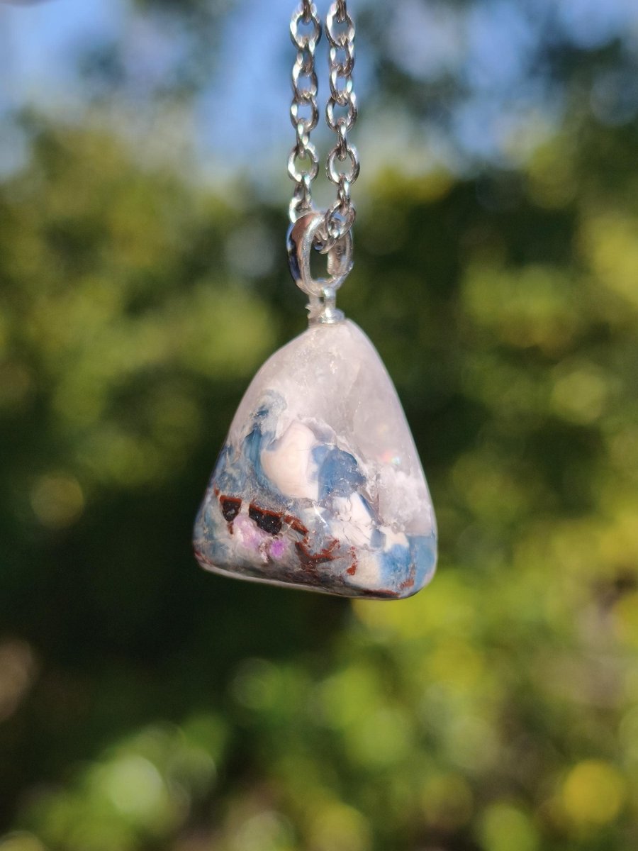 Sugilith Richterit Kette inkl. 925 Silberöse lila Edelstein Unikat Ethno Natur Heilstein Rarität Selten Flash Wow Sammler Investition Edel - Art of Nature Berlin