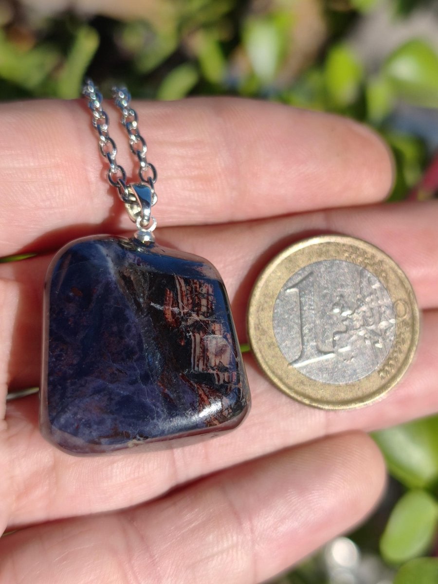 Sugilith Richterit Kette inkl. 925 Silberöse lila Edelstein Unikat Ethno Natur Heilstein Rarität Selten Flash Wow Sammler Investition Edel - Art of Nature Berlin