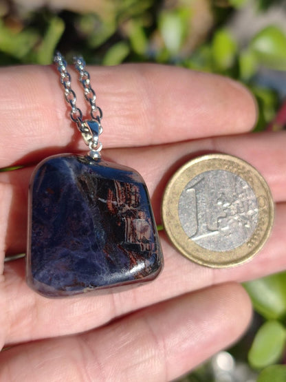 Sugilith Richterit Kette inkl. 925 Silberöse lila Edelstein Unikat Ethno Natur Heilstein Rarität Selten Flash Wow Sammler Investition Edel - Art of Nature Berlin
