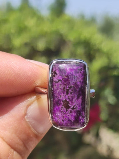 Sugilith Ring - 925 Sterling Silber - Edelstein lila Heilstein Natur Cabochon Frau Geschenk Sie Muttertag Oma Weihnachten Kristall Selten - Art of Nature Berlin