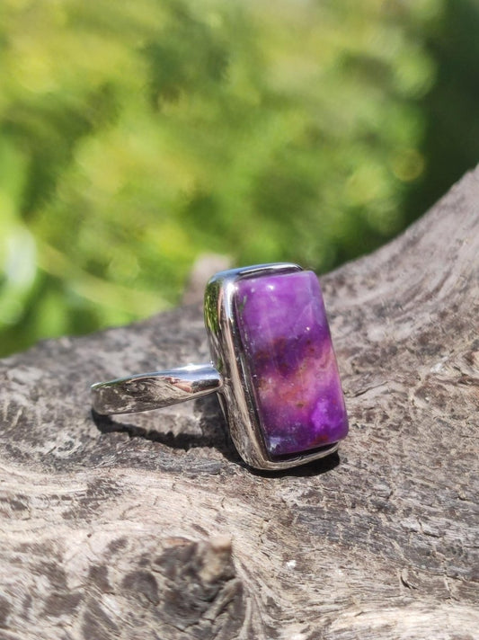 Sugilith Ring - 925 Sterling Silber - Edelstein lila Heilstein Natur Cabochon Frau Geschenk Sie Muttertag Oma Weihnachten Kristall Selten - Art of Nature Berlin
