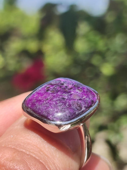 Sugilith Ring - 925 Sterling Silber - Edelstein lila Heilstein Natur Cabochon Frau Geschenk Sie Muttertag Oma Weihnachten Kristall Selten - Art of Nature Berlin
