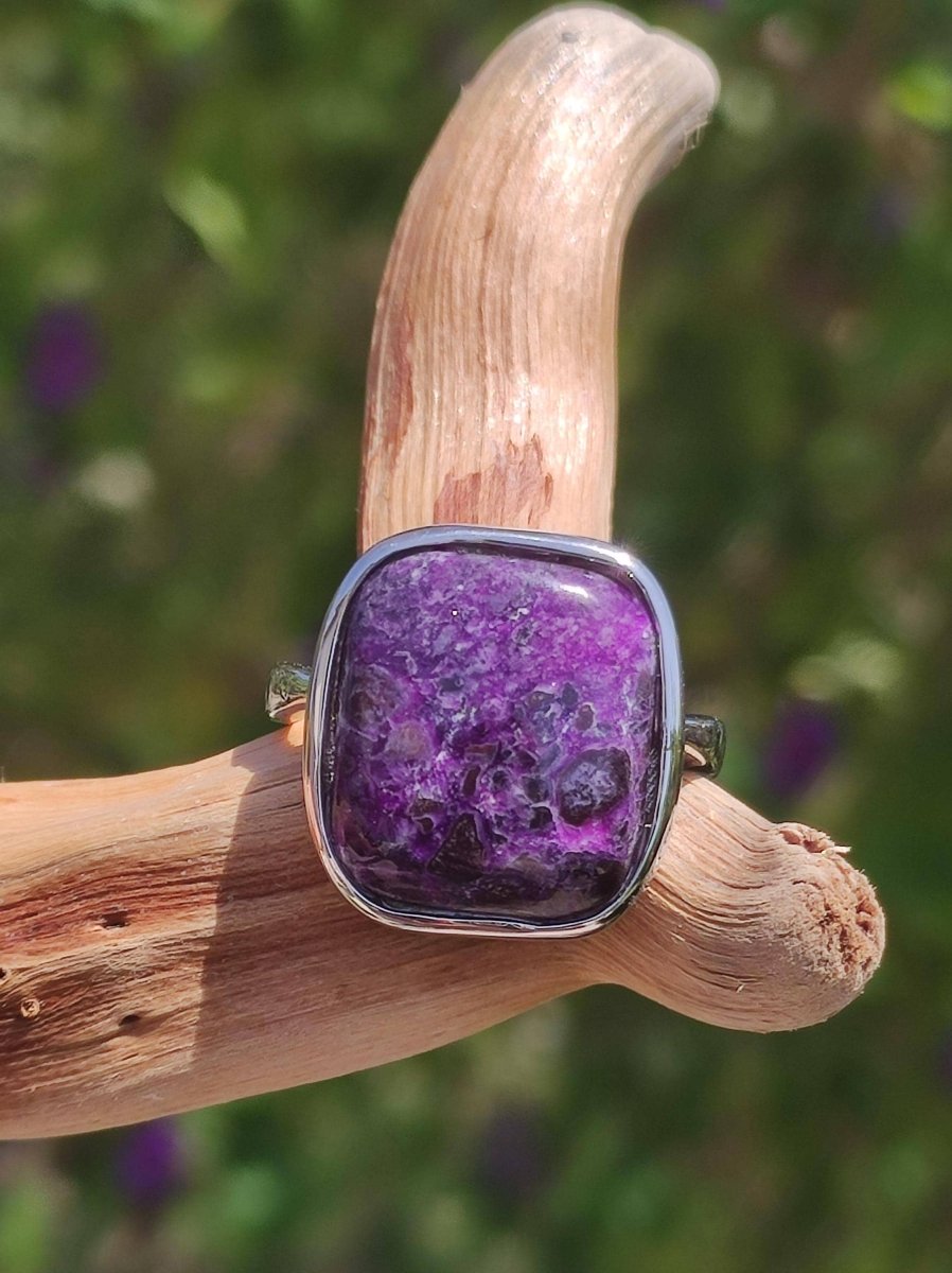 Sugilith Ring - 925 Sterling Silber - Edelstein lila Heilstein Natur Cabochon Frau Geschenk Sie Muttertag Oma Weihnachten Kristall Selten - Art of Nature Berlin