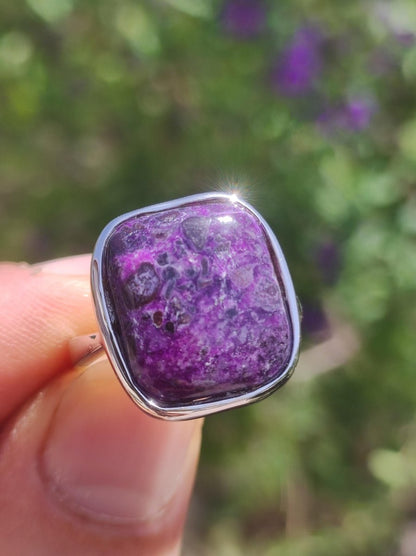Sugilith Ring - 925 Sterling Silber - Edelstein lila Heilstein Natur Cabochon Frau Geschenk Sie Muttertag Oma Weihnachten Kristall Selten - Art of Nature Berlin