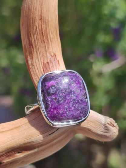 Sugilith Ring - 925 Sterling Silber - Edelstein lila Heilstein Natur Cabochon Frau Geschenk Sie Muttertag Oma Weihnachten Kristall Selten - Art of Nature Berlin
