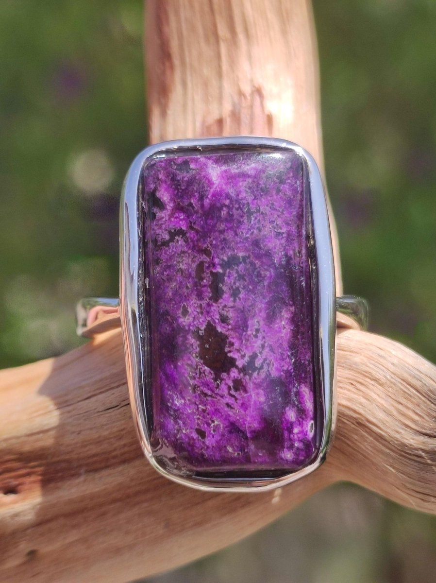 Sugilith Ring - 925 Sterling Silber - Edelstein lila Heilstein Natur Cabochon Frau Geschenk Sie Muttertag Oma Weihnachten Kristall Selten - Art of Nature Berlin