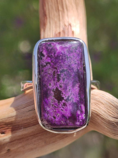 Sugilith Ring - 925 Sterling Silber - Edelstein lila Heilstein Natur Cabochon Frau Geschenk Sie Muttertag Oma Weihnachten Kristall Selten - Art of Nature Berlin