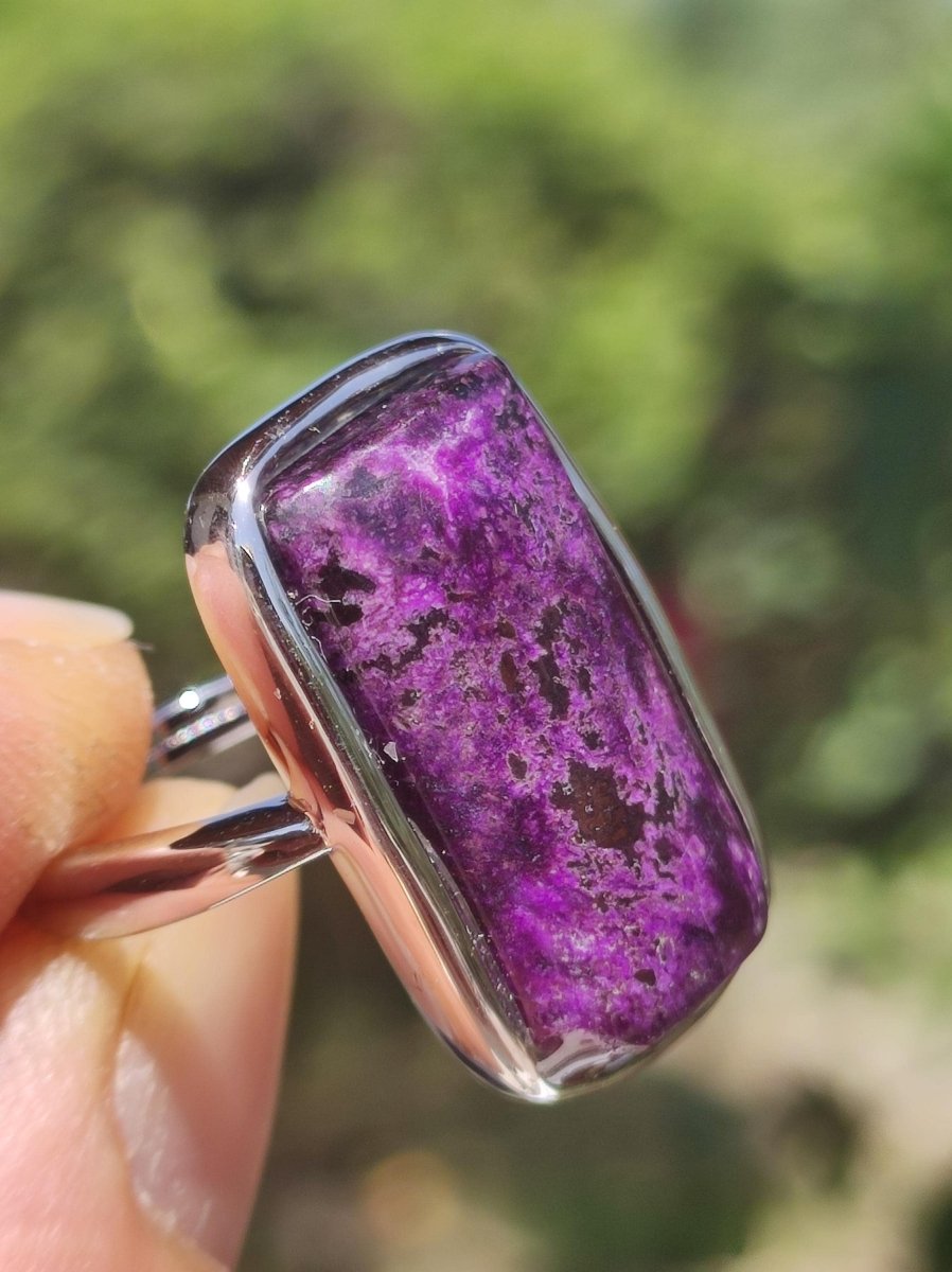 Sugilith Ring - 925 Sterling Silber - Edelstein lila Heilstein Natur Cabochon Frau Geschenk Sie Muttertag Oma Weihnachten Kristall Selten - Art of Nature Berlin