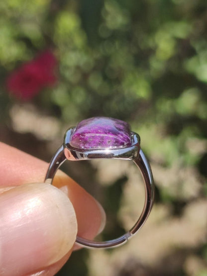 Sugilith Ring - 925 Sterling Silber - Edelstein lila Heilstein Natur Cabochon Frau Geschenk Sie Muttertag Oma Weihnachten Kristall Selten - Art of Nature Berlin