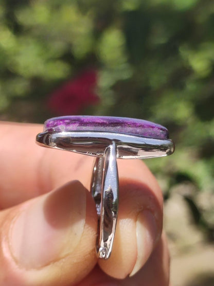 Sugilith Ring - 925 Sterling Silber - Edelstein lila Heilstein Natur Cabochon Frau Geschenk Sie Muttertag Oma Weihnachten Kristall Selten - Art of Nature Berlin