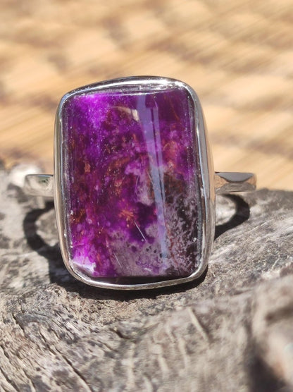 Sugilith Ring - 925 Sterling Silber - Edelstein lila Heilstein Natur Cabochon Frau Geschenk Sie Muttertag Oma Weihnachten Kristall Selten - Art of Nature Berlin