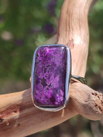 Sugilith Ring - 925 Sterling Silber - Edelstein lila Heilstein Natur Cabochon Frau Geschenk Sie Muttertag Oma Weihnachten Kristall Selten - Art of Nature Berlin