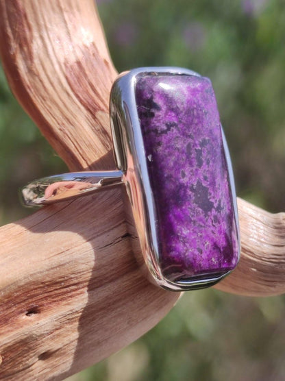 Sugilith Ring - 925 Sterling Silber - Edelstein lila Heilstein Natur Cabochon Frau Geschenk Sie Muttertag Oma Weihnachten Kristall Selten - Art of Nature Berlin
