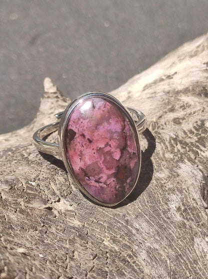 Sugilith Ring - 925 Sterling Silber - Edelstein lila Heilstein Natur Cabochon Frau Geschenk Sie Muttertag Oma Weihnachten Kristall Selten - Art of Nature Berlin