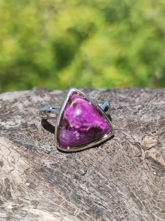 Sugilith Ring - 925 Sterling Silber - Edelstein lila Heilstein Natur Cabochon Frau Geschenk Sie Muttertag Oma Weihnachten Kristall Selten - Art of Nature Berlin