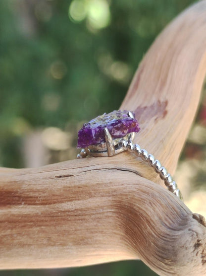 Sugilith Ring ~ Roh Sugilite ~ 925 Sterling Silber ~ Edelstein lila Heilstein Frau Geschenk Sie Muttertag Oma Weihnachten Kristall Natur - Art of Nature Berlin
