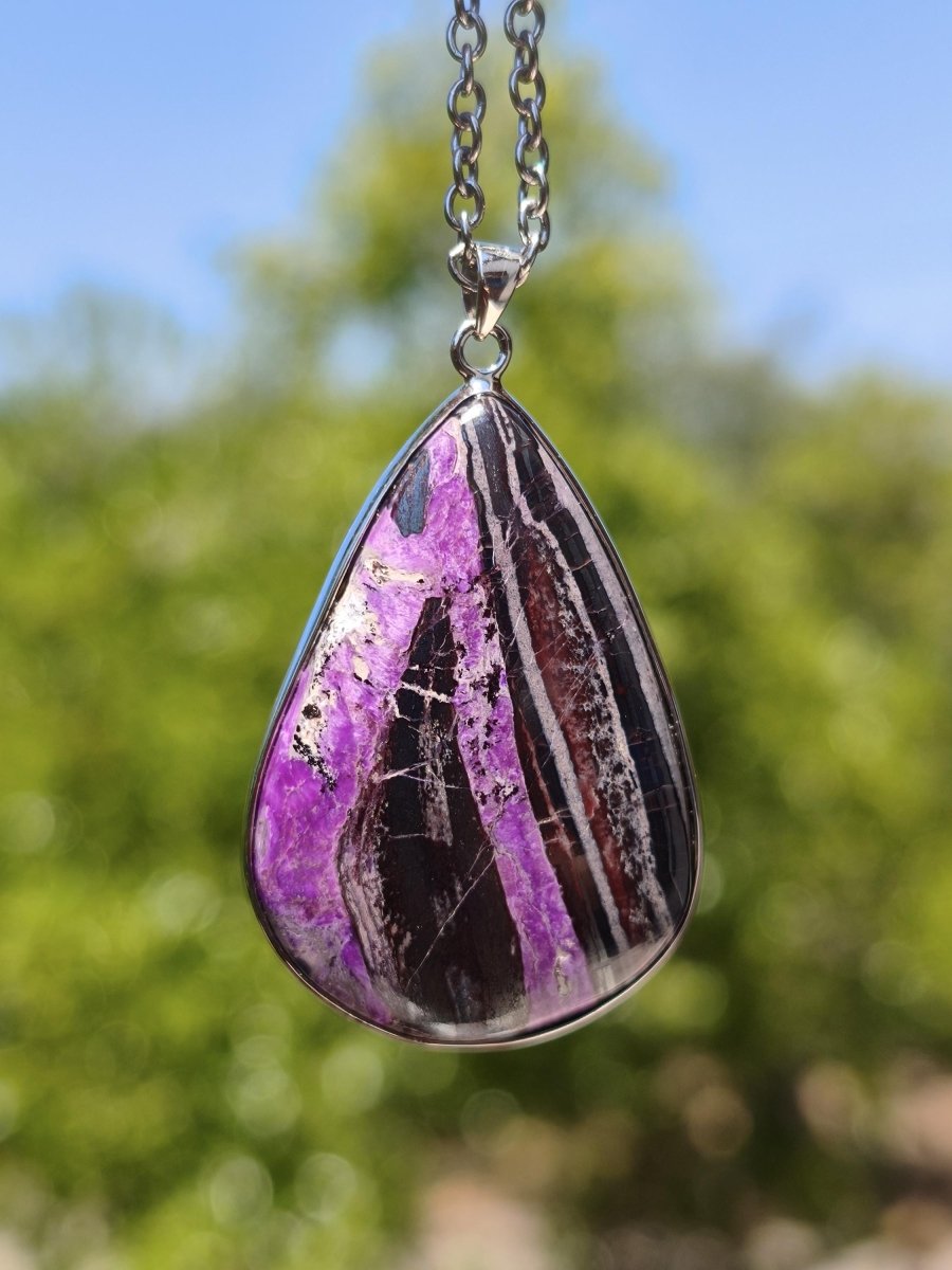 Sugilith / Sugilite AAA 925 Silber Fassung lila Edelstein Kette Natur Heilstein Energie Rarität Mann Frau Er Sie Geschenk Edel hochwertig - Art of Nature Berlin