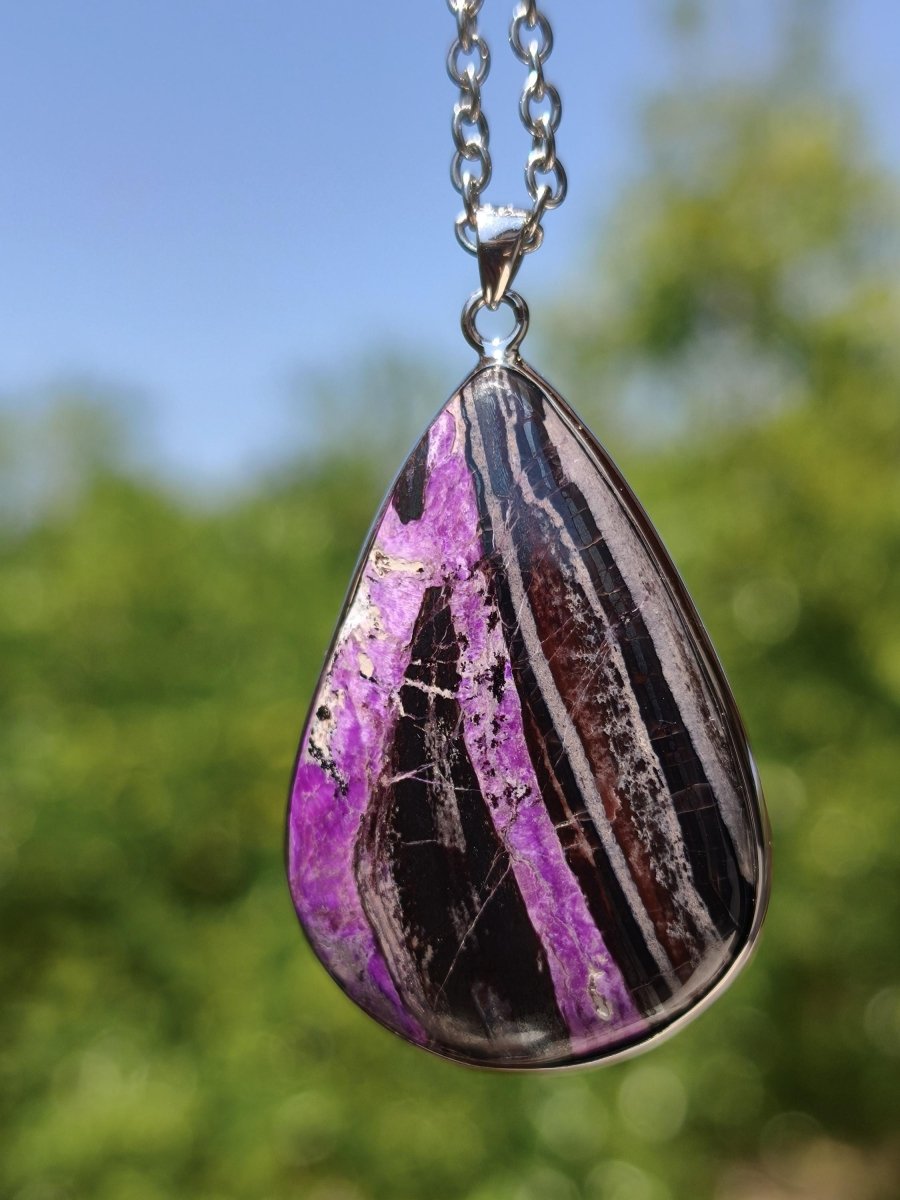 Sugilith / Sugilite AAA 925 Silber Fassung lila Edelstein Kette Natur Heilstein Energie Rarität Mann Frau Er Sie Geschenk Edel hochwertig - Art of Nature Berlin
