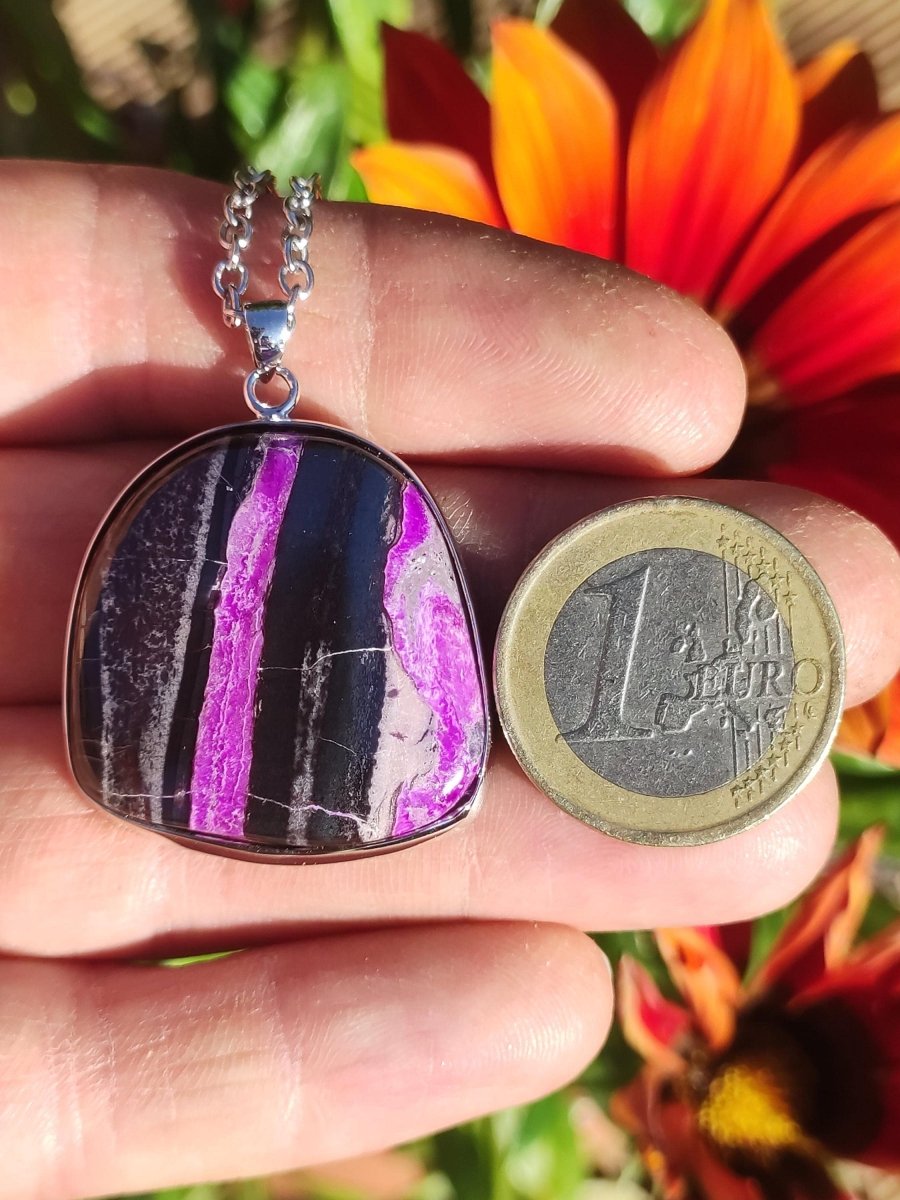 Sugilith / Sugilite inkl. 925 Silber Fassung lila Edelstein Kette Natur Heilstein Energie Rarität Mann Frau Er Sie Geschenk Edel hohwertig - Art of Nature Berlin