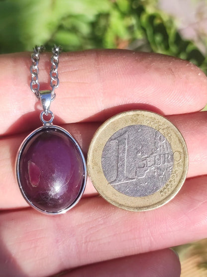 Sugilith / Sugilite inkl. 925 Silber Fassung lila Edelstein Kette Natur Heilstein Energie Rarität Mann Frau Er Sie Geschenk Edel hohwertig - Art of Nature Berlin