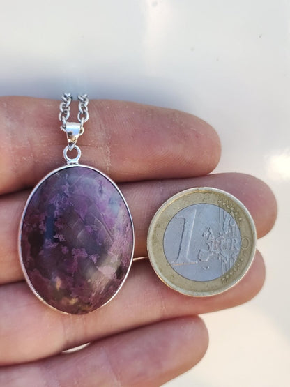 Sugilith / Sugilite inkl. 925 Silber Fassung lila Edelstein Kette Natur Heilstein Energie Rarität Mann Frau Er Sie Geschenk Edel hohwertig - Art of Nature Berlin