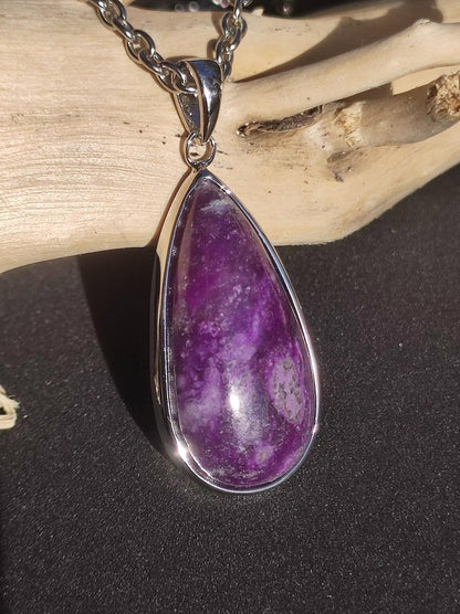 Sugilith / Sugilite inkl. 925 Silber Fassung lila Edelstein Kette Natur Heilstein Energie Rarität Mann Frau Er Sie Geschenk Edel hochwertig - Art of Nature Berlin