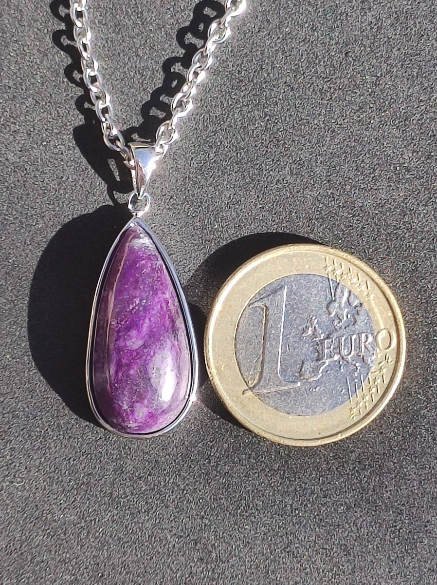 Sugilith / Sugilite inkl. 925 Silber Fassung lila Edelstein Kette Natur Heilstein Energie Rarität Mann Frau Er Sie Geschenk Edel hochwertig - Art of Nature Berlin