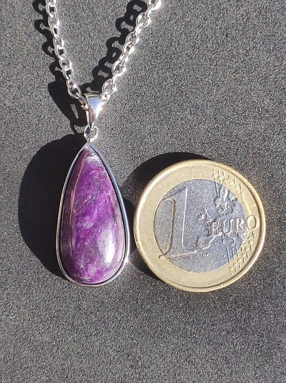 Sugilith / Sugilite inkl. 925 Silber Fassung lila Edelstein Kette Natur Heilstein Energie Rarität Mann Frau Er Sie Geschenk Edel hochwertig - Art of Nature Berlin