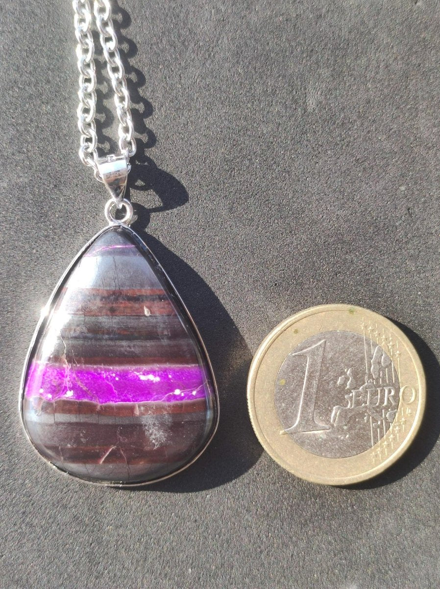 Sugilith / Sugilite inkl. 925 Silber Fassung lila Edelstein Kette Natur Heilstein Energie Rarität Mann Frau Er Sie Geschenk Edel hochwertig - Art of Nature Berlin