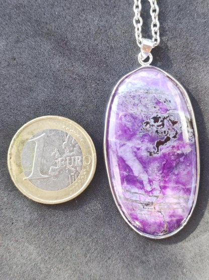 Sugilith / Sugilite inkl. 925 Silber Fassung lila Edelstein Kette Natur Heilstein Energie Rarität Mann Frau Er Sie Geschenk Edel hochwertig - Art of Nature Berlin