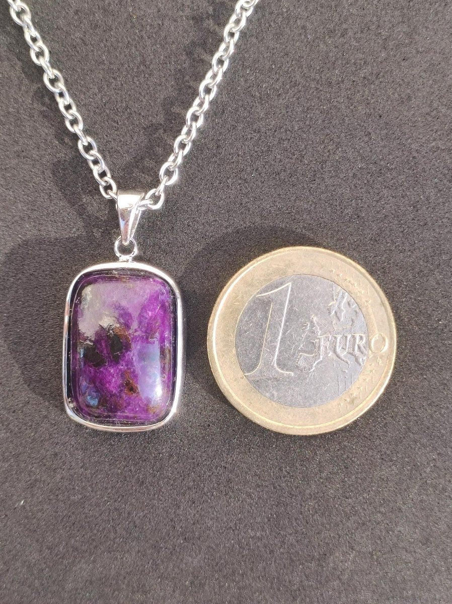 Sugilith / Sugilite inkl. 925 Silber Fassung lila Edelstein Kette Natur Heilstein Energie Rarität Mann Frau Er Sie Geschenk Edel hohwertig - Art of Nature Berlin