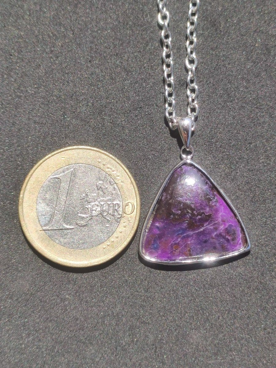 Sugilith / Sugilite inkl. 925 Silber Fassung lila Edelstein Kette Natur Heilstein Energie Rarität Mann Frau Er Sie Geschenk Edel hohwertig - Art of Nature Berlin