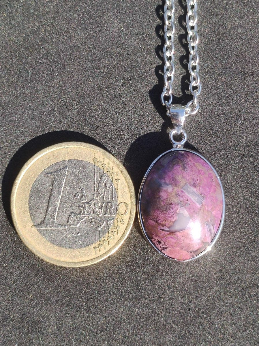 Sugilith / Sugilite inkl. 925 Silber Fassung lila Edelstein Kette Natur Heilstein Energie Rarität Mann Frau Er Sie Geschenk Edel hohwertig - Art of Nature Berlin