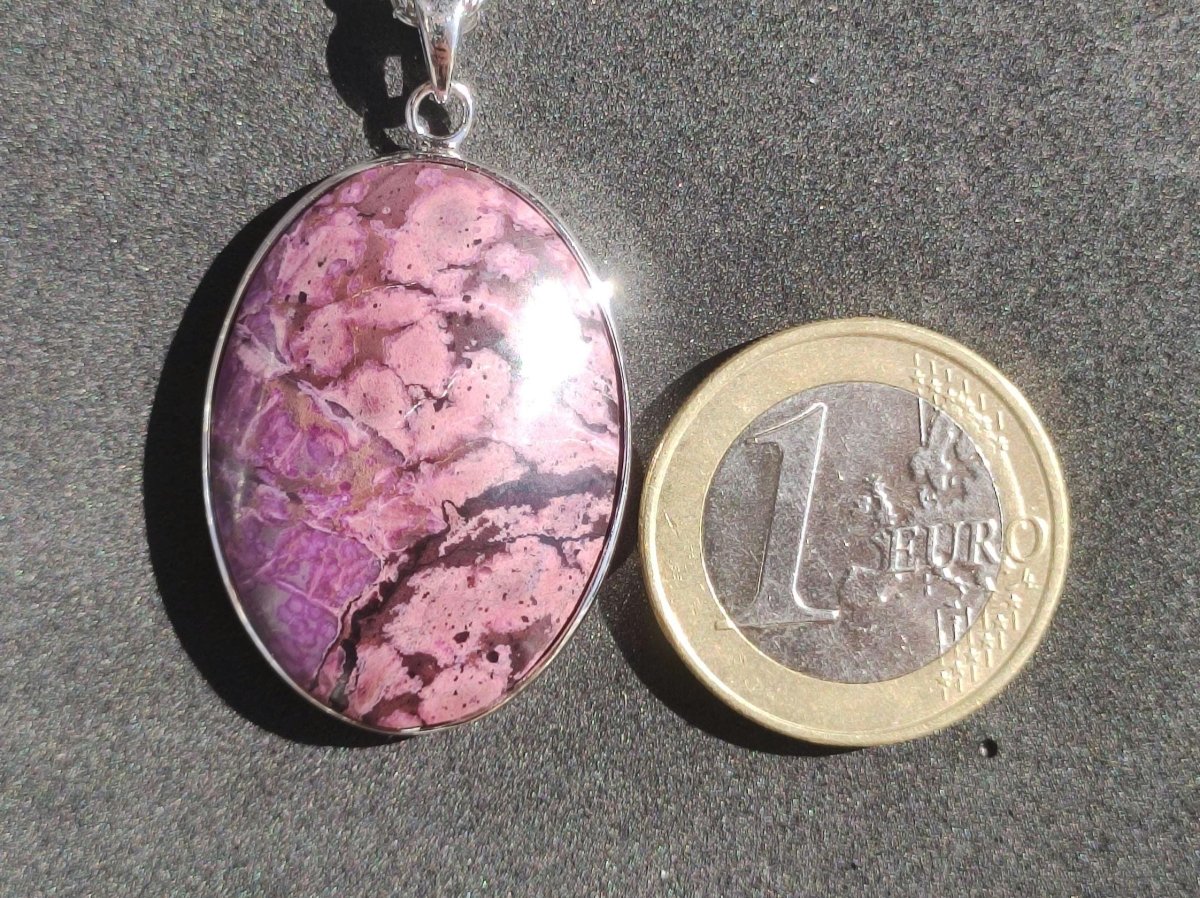 Sugilith / Sugilite inkl. 925 Silber Fassung lila Edelstein Kette Natur Heilstein Energie Rarität Mann Frau Er Sie Geschenk Edel hohwertig - Art of Nature Berlin