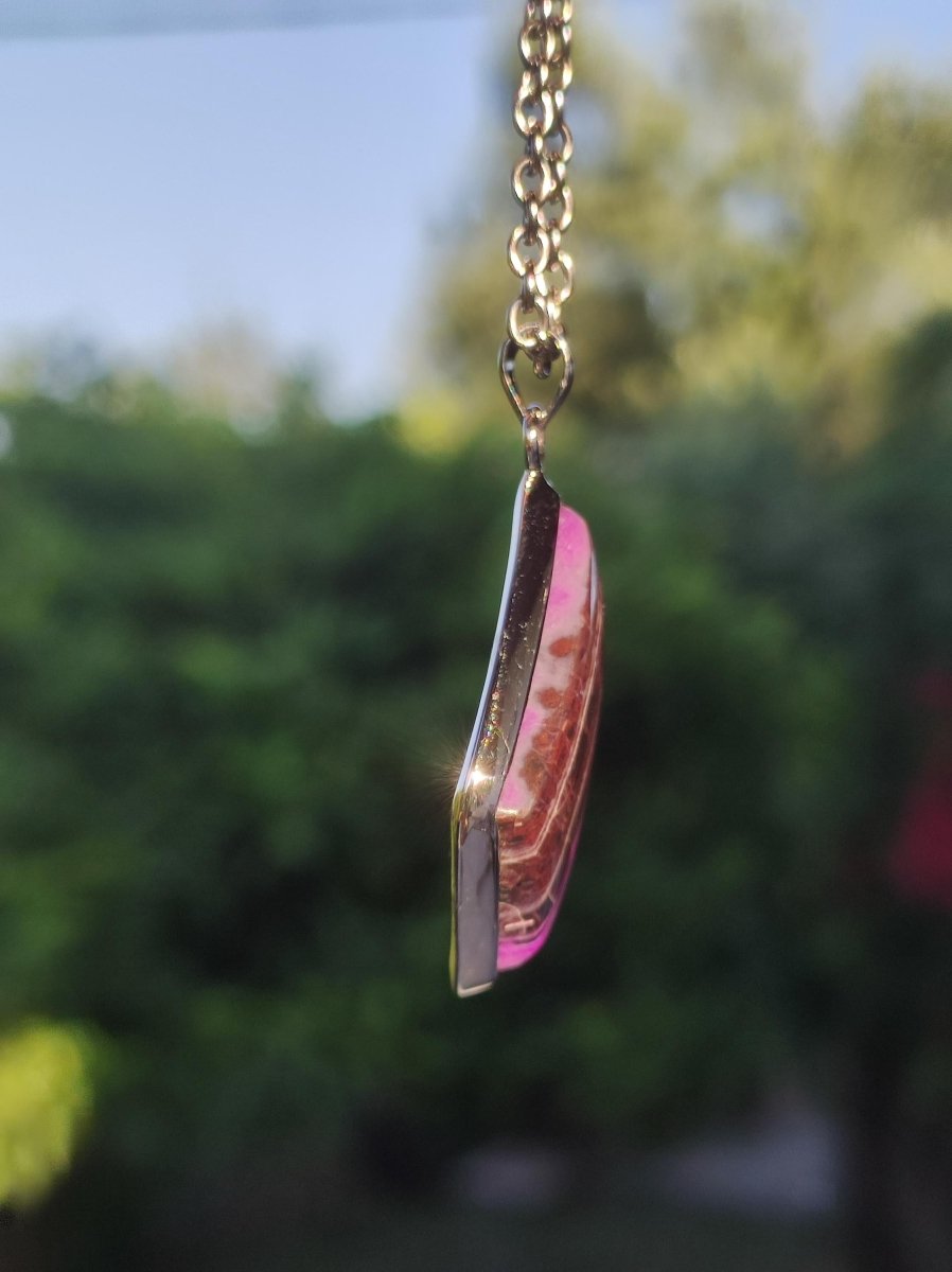 Sugilith / Sugilite inkl. 925 Silber Fassung lila Edelstein Kette Natur Heilstein Energie Rarität Mann Frau Er Sie Geschenk Edel hohwertig - Art of Nature Berlin