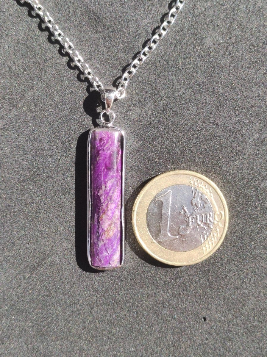 Sugilith / Sugilite inkl. 925 Silber Fassung lila Edelstein Kette Natur Heilstein Energie Rarität Mann Frau Er Sie Geschenk Edel hohwertig - Art of Nature Berlin