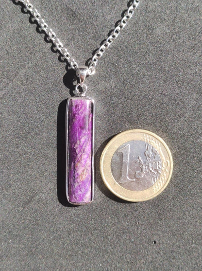 Sugilith / Sugilite inkl. 925 Silber Fassung lila Edelstein Kette Natur Heilstein Energie Rarität Mann Frau Er Sie Geschenk Edel hohwertig - Art of Nature Berlin